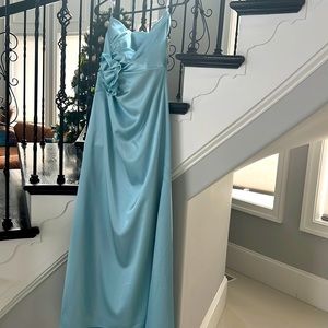 A light blue Jessica McClintock maxi evening dress
